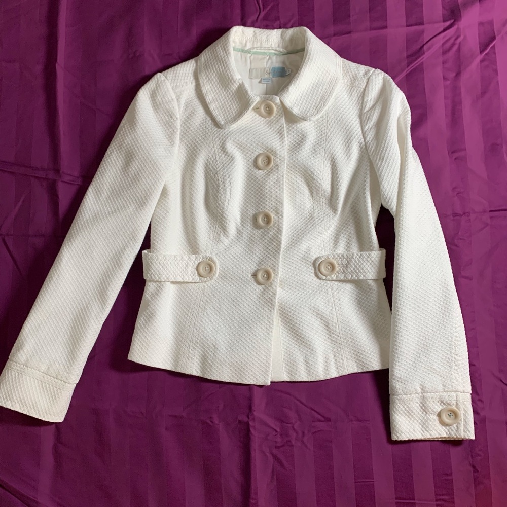 Boden Button Down Jacket, White, With Grosgrain R… - image 2